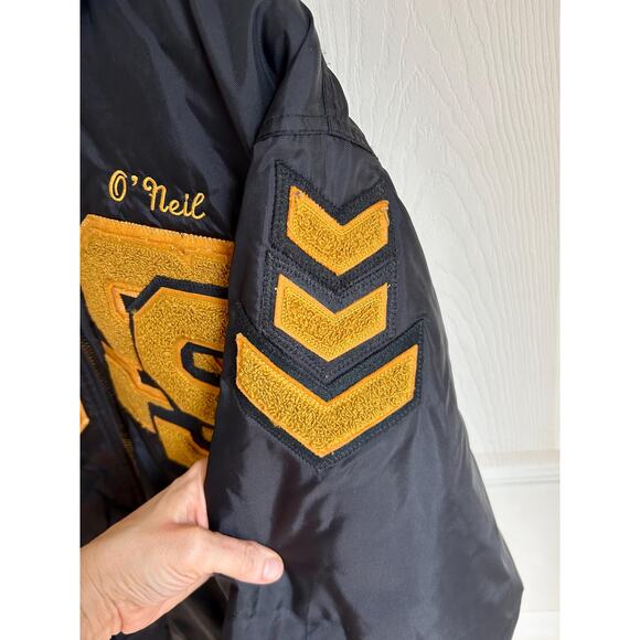 Vintage Black and Gold Men's Letterman Jacket Size Medium | Oversized Jacket - Picture 8 of 10